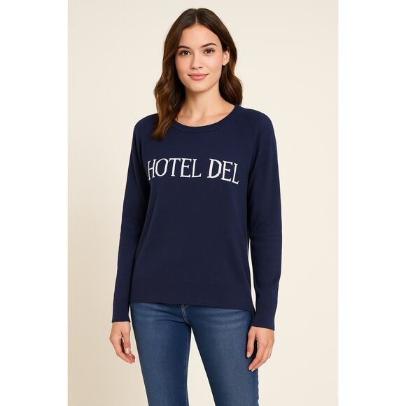 Alashan Cashmere Hotel Del Coronado Sweater Blue Medium Luxury Beach Resort - Picture 1 of 9